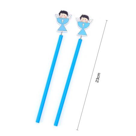 Pack 2 Pcs Lápiz Comunión Rosa Niña - Detalles De Comunión Para Niños