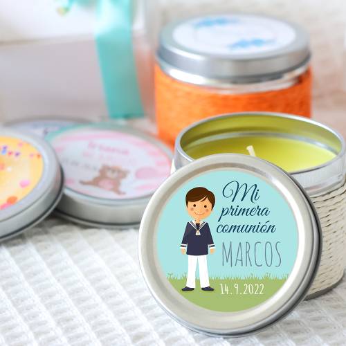 Vela personalizada comunión aromática "Marcos" detalles comunión - Velas personalizadas comunión