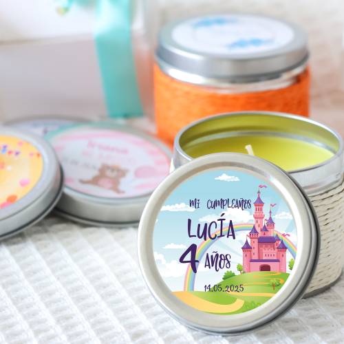 Vela personalizada aromática "Princesas" detalles cumpleaños - Velas personalizadas de cumpleaños