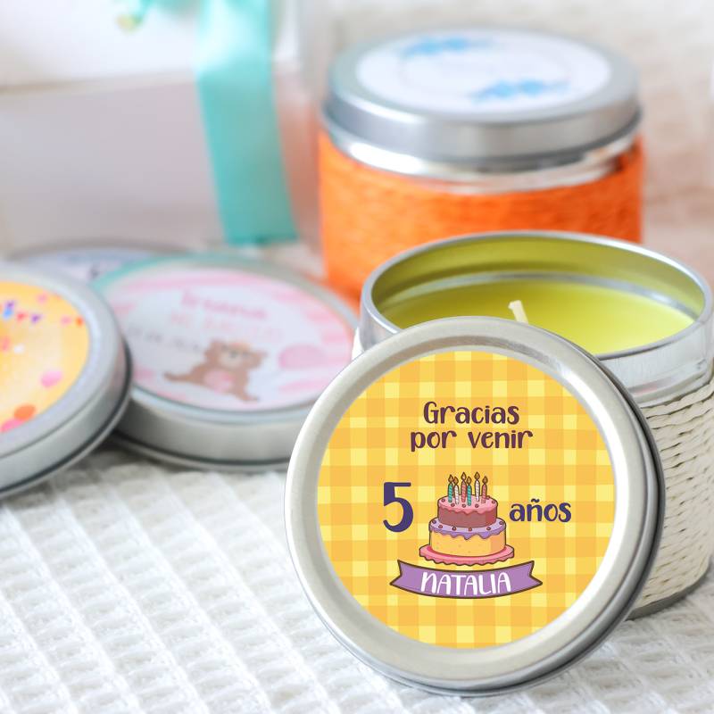 Vela personalizada aromática "Tarta" detalles cumpleaños - Velas personalizadas de cumpleaños