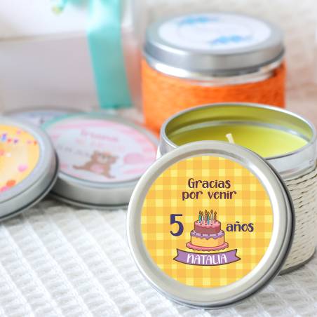 Vela personalizada aromática "Tarta" detalles cumpleaños - Velas personalizadas de cumpleaños