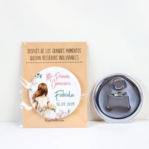 Abridor con imán personalizado "Acuarela Niña" detalles comunión - Abridor Imán Personalizado Comunión