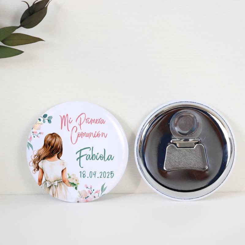 Abridor con imán personalizado "Acuarela Niña" detalles comunión - Abridor Imán Personalizado Comunión