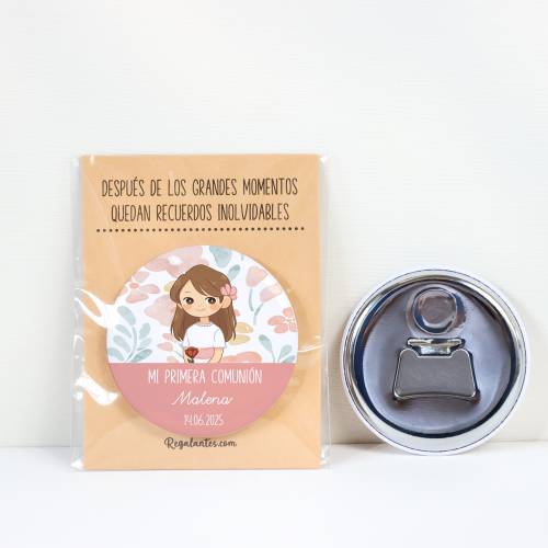 Abridor con imán personalizado "Flores" detalles comunión - Abridor Imán Personalizado Comunión