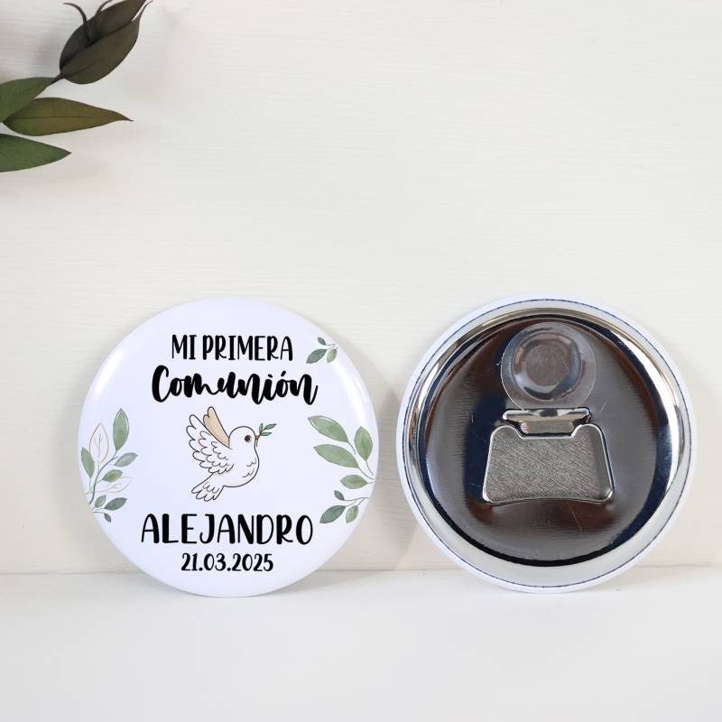 Abridor con imán personalizado "Paloma" detalles comunión - Abridor Imán Personalizado Comunión