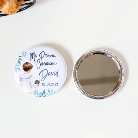Espejo personalizado chapa "Acuarela Niño" Detalles comunión - Chapas Espejos Personalizados Comunión