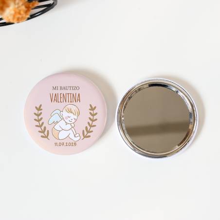 Espejo personalizado chapa "Ángel" Detalles bautizo - Chapas Espejos Personalizados Bautizo