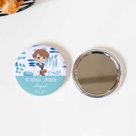 Espejo personalizado chapa "Océano" Detalles comunión - Chapas Espejos Personalizados Comunión