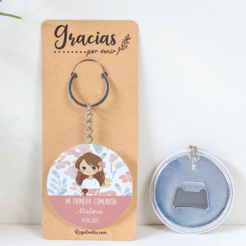 Llavero con abridor personalizado "Ángel" Detalles de comunión - Llaveros Abrebotellas Personalizados Comunión