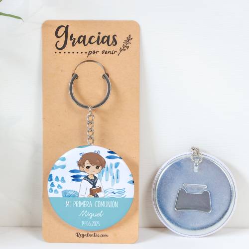 Llavero con abridor personalizado "Océano" Detalles de comunión - Llaveros Abrebotellas Personalizados Comunión