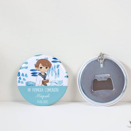 Llavero con abridor personalizado "Océano" Detalles de comunión - Llaveros Abrebotellas Personalizados Comunión