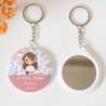 Llavero con espejo personalizado "Flores" Detalles comunión - Llaveros Espejos Personalizados Comunión