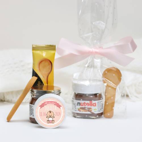Mini Nutella personalizada con galleta "Galleta" Detalles bautizo - Detalles gourmet personalizados bautizo