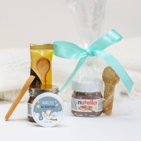 Mini Nutella personalizada con galleta "Noche" Detalles bautizo - Detalles gourmet personalizados bautizo