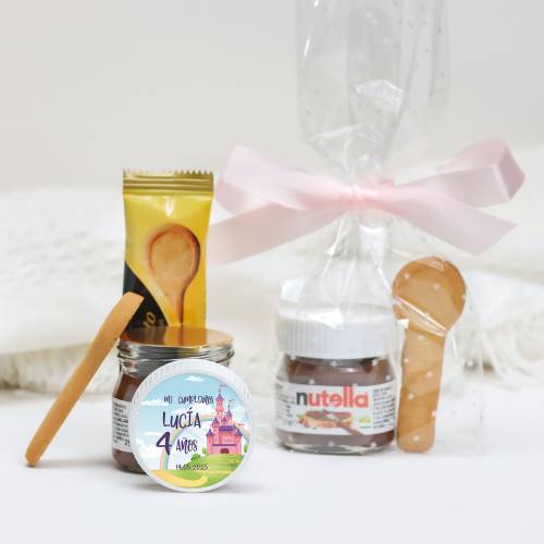 Mini Nutella personalizada con galleta "Princesas" Detalles cumpleaños - Detalles gourmet personalizados de cumpleaños