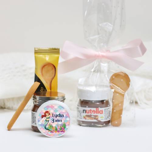 Mini Nutella personalizada con galleta "Sirena" Detalles cumpleaños - Detalles gourmet personalizados de cumpleaños