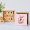 Juego 3 en raya personalizado con pegatina "Puntos Rosas" Detalles invitados comunión - Juegos personalizados de comunión
