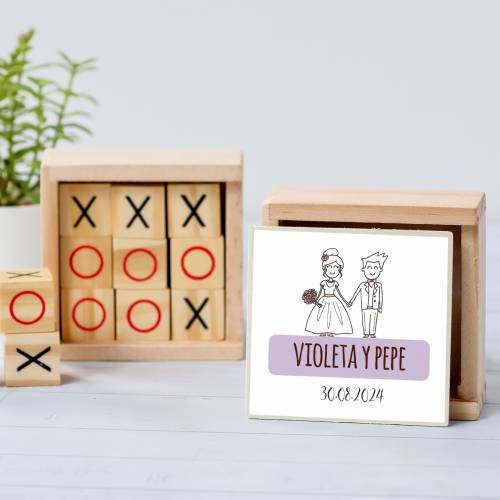 Juego 3 en raya personalizado con pegatina "Kilig" Detalles invitados boda - Juegos personalizados de boda