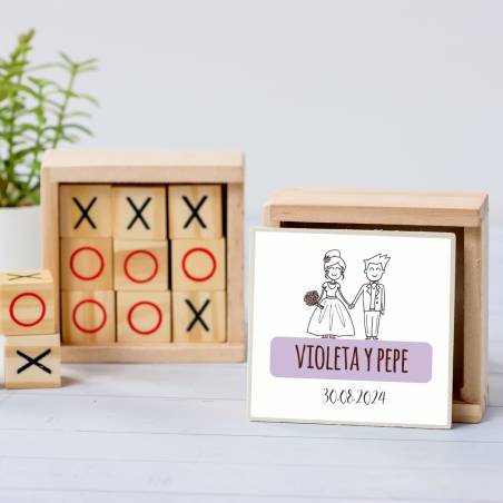 Juego 3 en raya personalizado con pegatina "Kilig" Detalles invitados boda - Juegos personalizados de boda