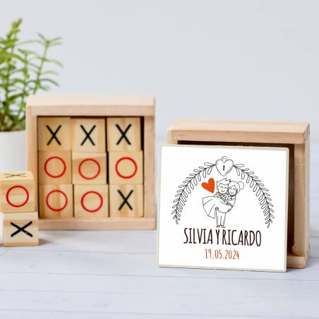 Juego 3 en raya personalizado con pegatina "Mañana" Detalles invitados boda - Juegos personalizados de boda