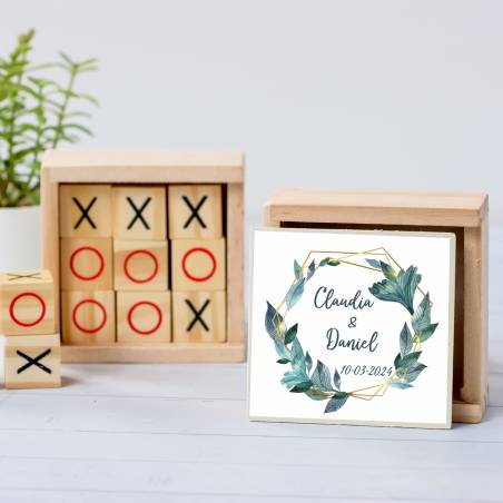 Juego 3 en raya personalizado con pegatina "Selva" Detalles invitados boda - Juegos personalizados de boda