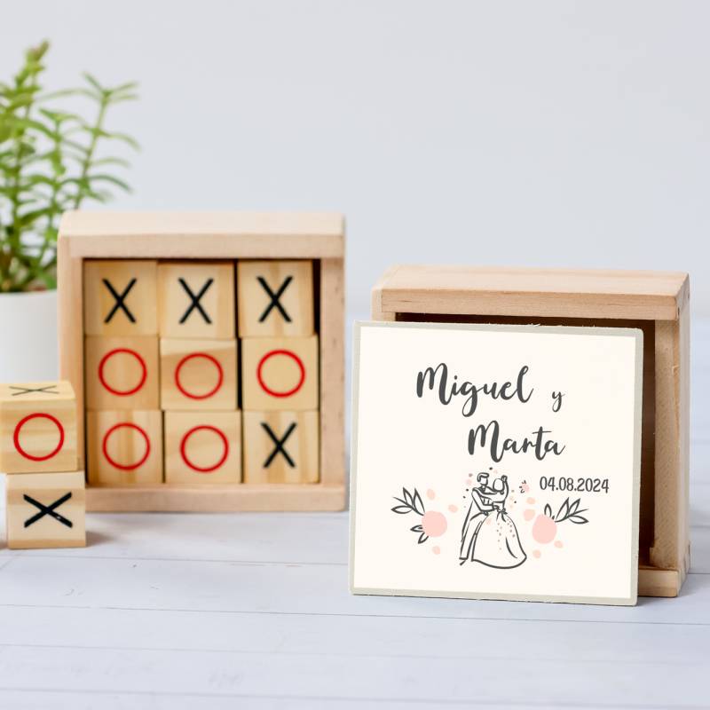 Juego 3 en raya personalizado con pegatina "Juntos" Detalles invitados boda - Juegos personalizados de boda