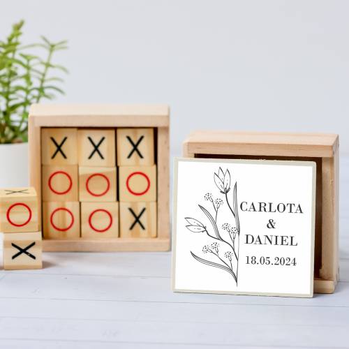 Juego 3 en raya personalizado con pegatina "Mitad y Mitad" Detalles invitados boda - Juegos personalizados de boda