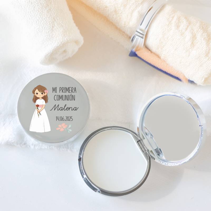 Bálsamo labial personalizado niña "Flores" detalles de Comunión - Bálsamos Labiales Personalizados Comunión