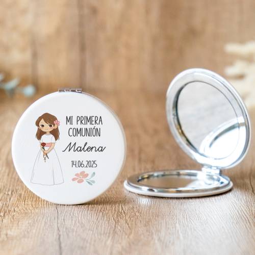 Espejo personalizado "Modelo Flores" Detalles comunión - Espejos personalizados comunión
