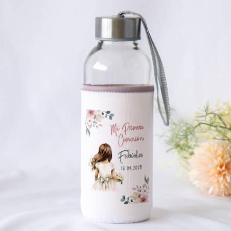 Botella personalizada Comunión "Acuarela niña" Detalles de comunión - Botellas personalizadas de comunión