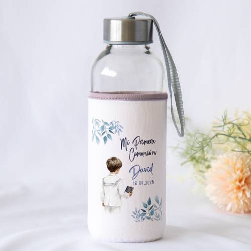 Botella personalizada Comunión "Acuarela niño" Detalles de comunión - Botellas personalizadas de comunión