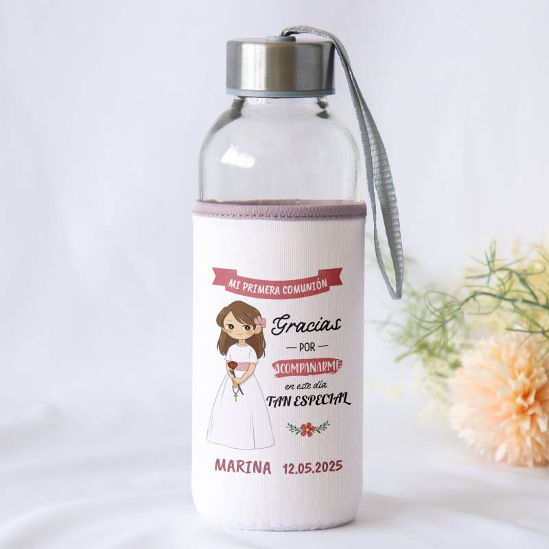 Botella personalizada Comunión "Flores" Detalles de comunión - Botellas personalizadas de comunión