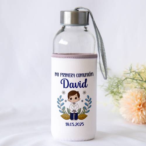 Botella personalizada Comunión "Puntos azul" Detalles de comunión - Botellas personalizadas de comunión