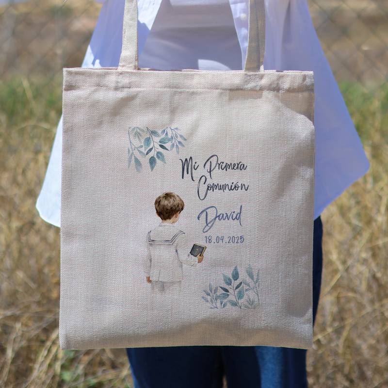 Bolsa de tela personalizada Comunión "Acuarela niño" Detalles de comunión - Bolsas de tela personalizadas comunión
