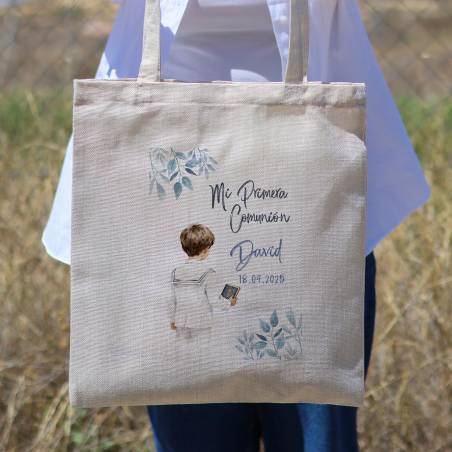 Bolsa de tela personalizada Comunión "Acuarela niño" Detalles de comunión - Bolsas de tela personalizadas comunión