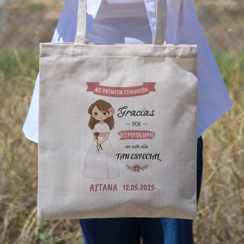 Bolsa de tela personalizada Comunión "Flores" Detalles de comunión - Bolsas de tela personalizadas comunión
