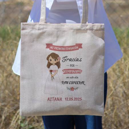Bolsa de tela personalizada Comunión "Flores" Detalles de comunión - Bolsas de tela personalizadas comunión