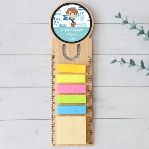 Marcapáginas personalizado de madera "Océano" Detalles invitados comunión - Marcapáginas personalizados de comunión
