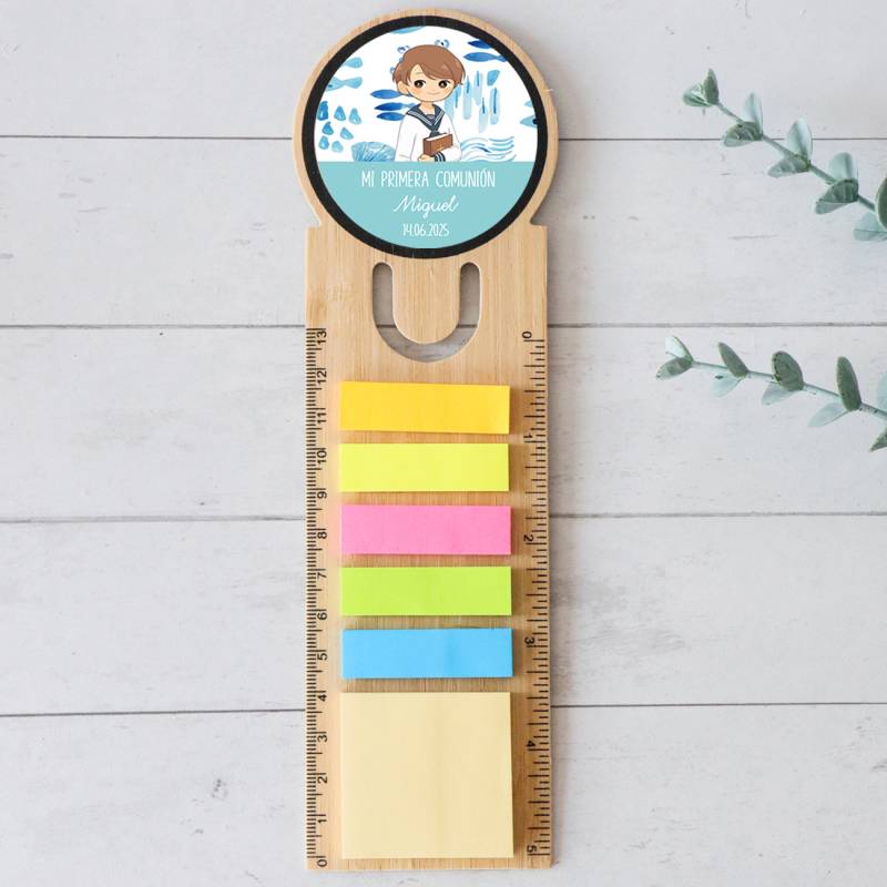 Marcapáginas personalizado de madera "Océano" Detalles invitados comunión - Marcapáginas personalizados de comunión