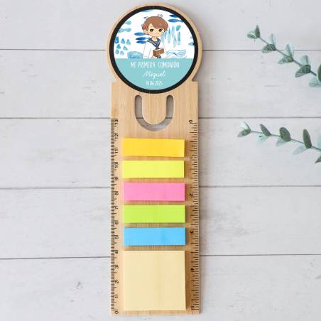 Marcapáginas personalizado de madera "Océano" Detalles invitados comunión - Marcapáginas personalizados de comunión