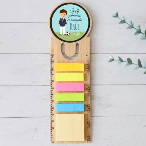 Marcapáginas personalizado de madera "Fútbol" Detalles invitados comunión - Marcapáginas personalizados de comunión