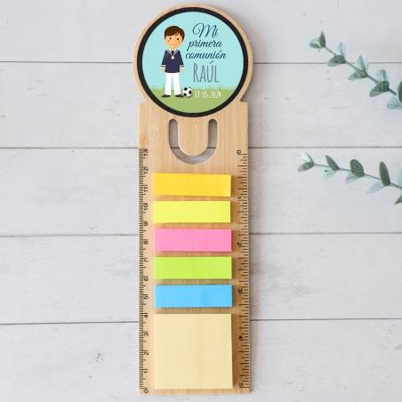 Marcapáginas personalizado de madera "Fútbol" Detalles invitados comunión - Marcapáginas personalizados de comunión