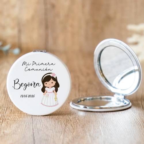 Espejo personalizado "Modelo Beige Niña" Detalles comunión - Espejos personalizados comunión