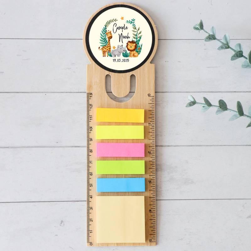 Marcapáginas personalizado de madera "Modelo Selva" Detalles invitados cumpleaños - Marcapáginas personalizados de cumpleaños