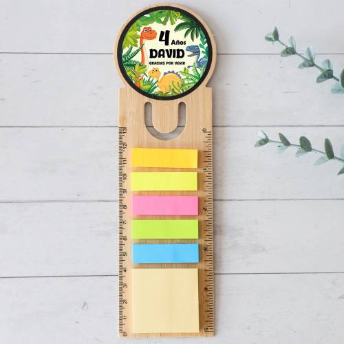 Marcapáginas personalizado de madera "Modelo Dinosaurios" Detalles invitados cumpleaños - Marcapáginas personalizados de cumplea