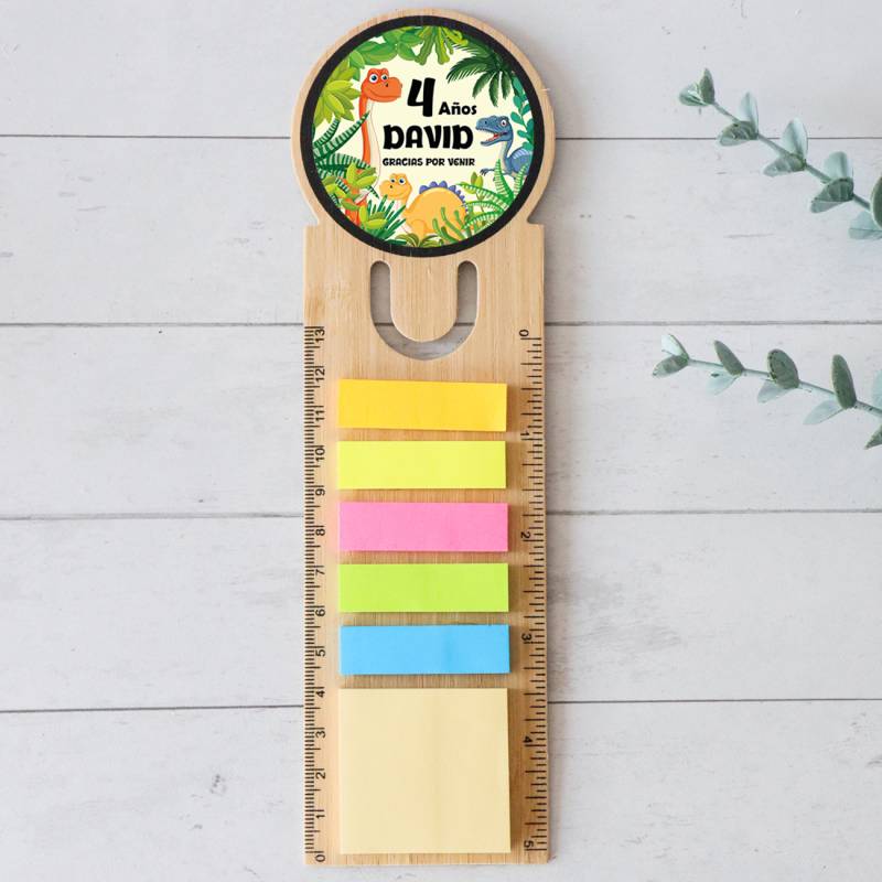 Marcapáginas personalizado de madera "Modelo Dinosaurios" Detalles invitados cumpleaños - Marcapáginas personalizados de cumplea