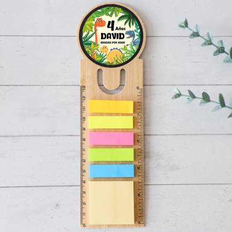 Marcapáginas personalizado de madera "Modelo Dinosaurios" Detalles invitados cumpleaños - Marcapáginas personalizados de cumplea