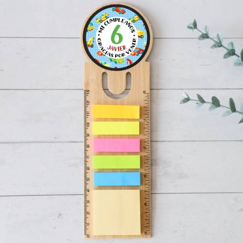 Marcapáginas personalizado de madera "Modelo Transportes" Detalles invitados cumpleaños - Marcapáginas personalizados de cumplea