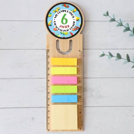 Marcapáginas personalizado de madera "Modelo Transportes" Detalles invitados cumpleaños - Marcapáginas personalizados de cumplea