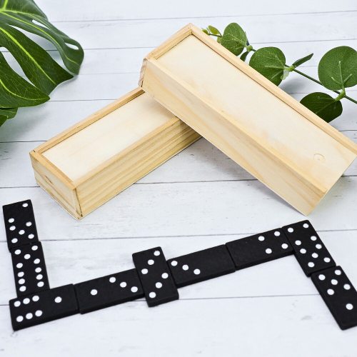Dominó detalles divertidos para niños en caja de madera - Detalles Boda baratos